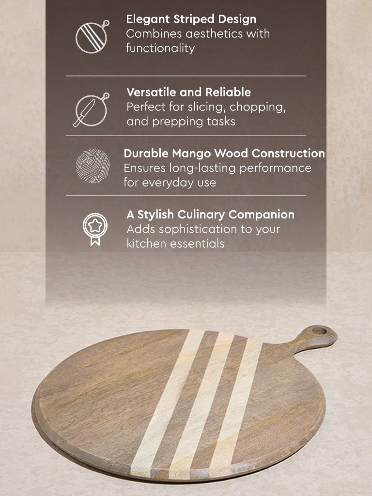 Westside Home Brown Striped Design Wooden Chopper