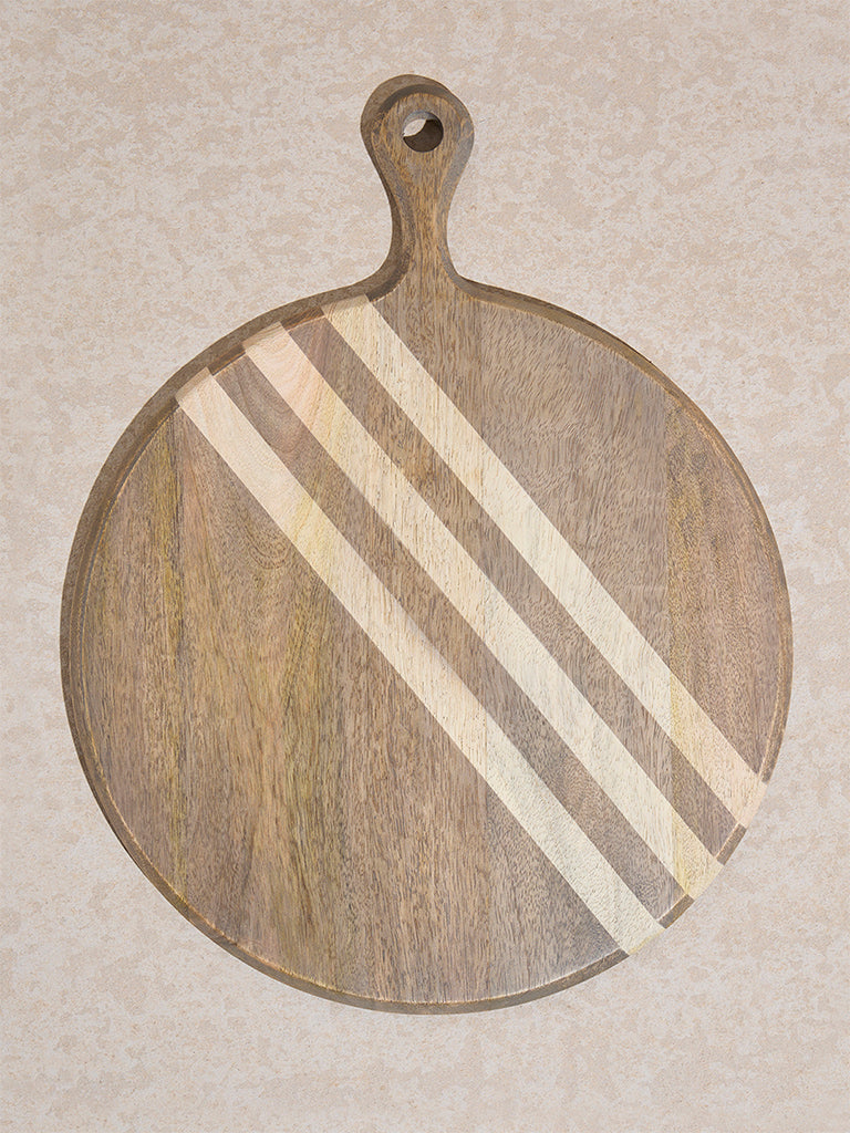 Westside Home Brown Striped Design Wooden Chopper