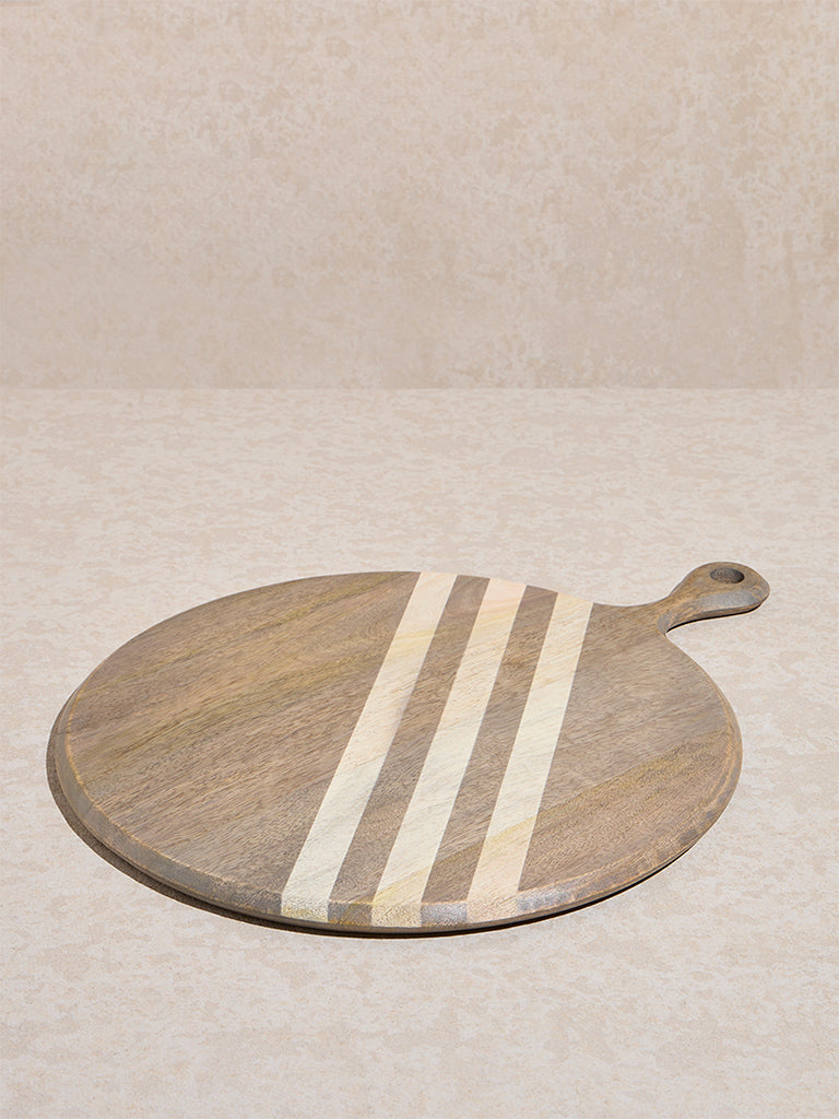 Westside Home Brown Striped Design Wooden Chopper