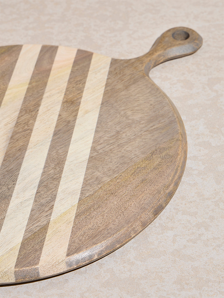 Westside Home Brown Striped Design Wooden Chopper