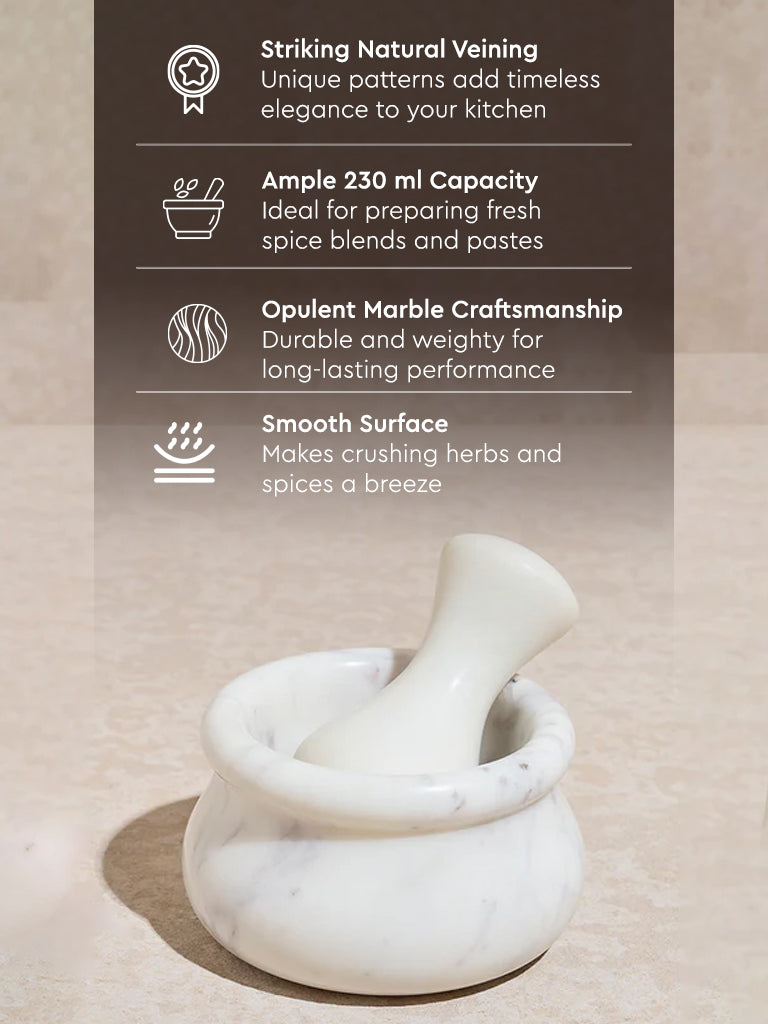 Westside Home White Marble Mortar and Pestle