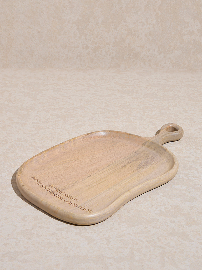 Westside Home Beige Text Design Wooden Serving Platter
