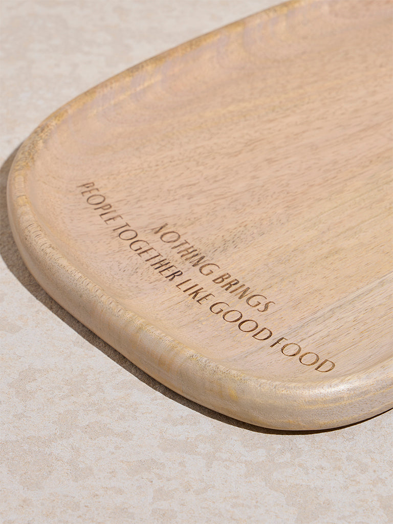 Westside Home Beige Text Design Wooden Serving Platter