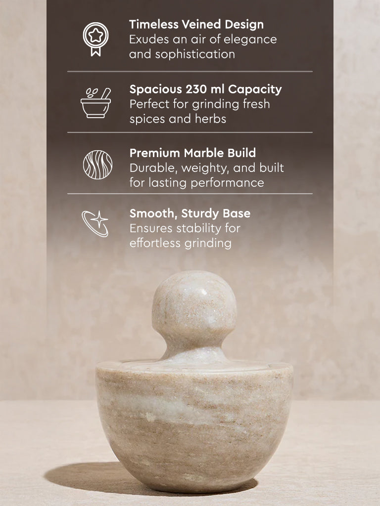 Westside Home Beige Marble Mortar and Pestle