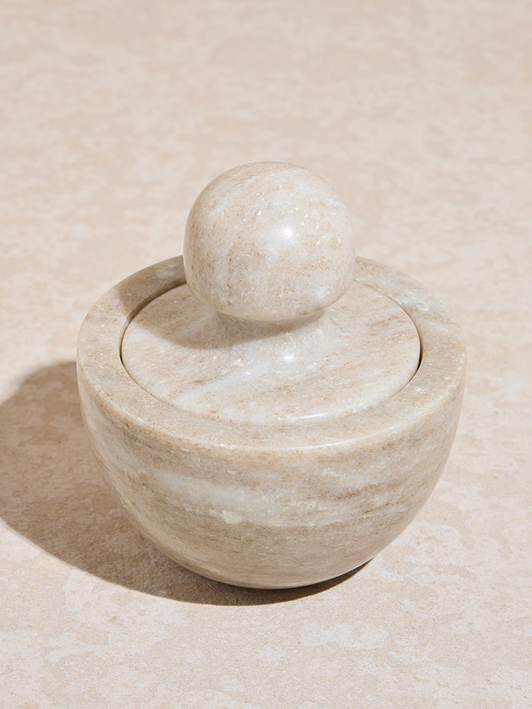 Westside Home Beige Marble Mortar and Pestle