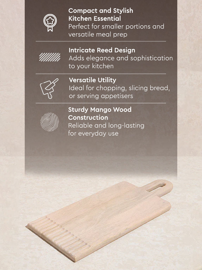 Westside Home Beige Reed Design Wooden Chopping Board - Small