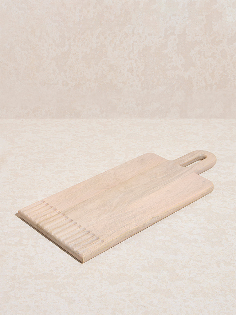 Westside Home Beige Reed Design Wooden Chopping Board - Small