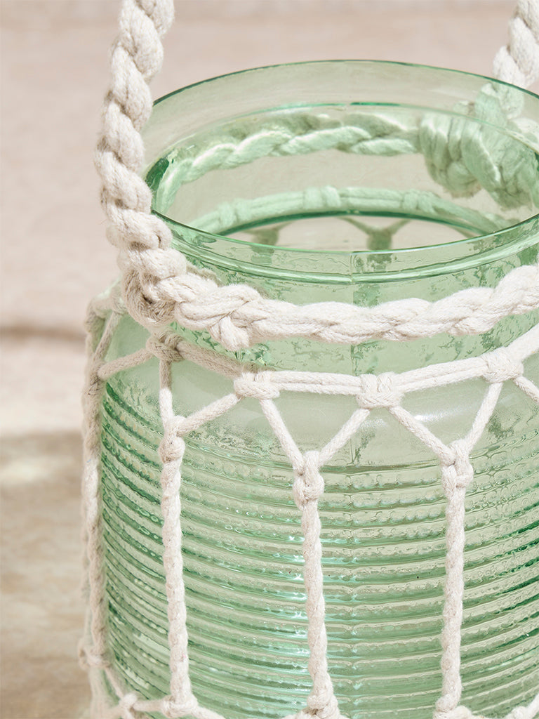 Westside Home Green Macrame Candle Stand