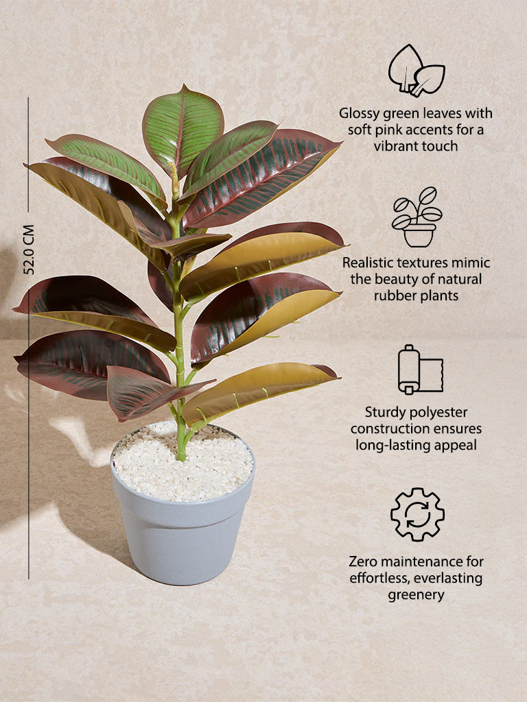 Westside Home Green and Pink Artificial Rubber Plant