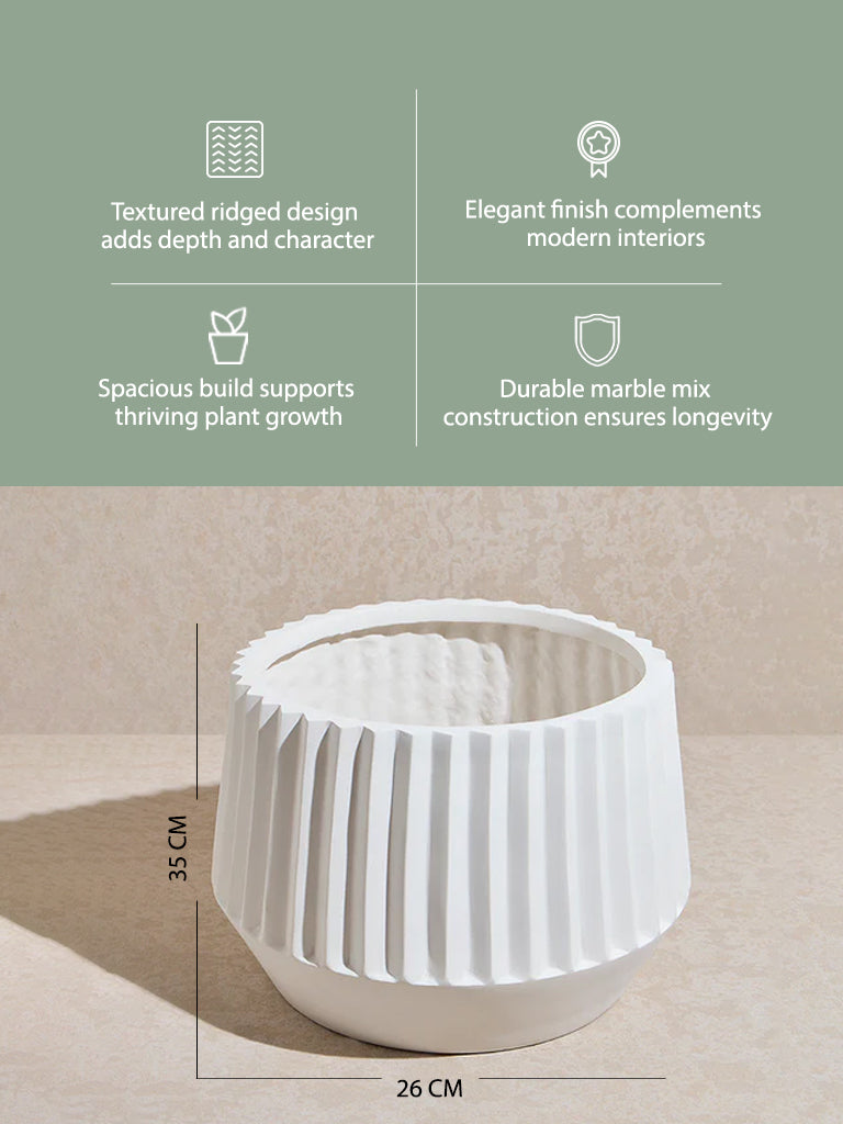 Westside Home White Ridge Planter - Large