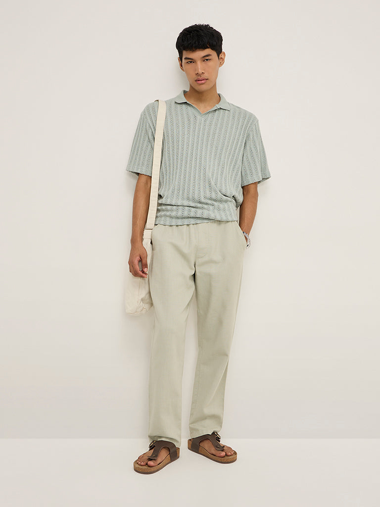 ETA Sage Knit-Textured Relaxed-Fit Polo T-Shirt