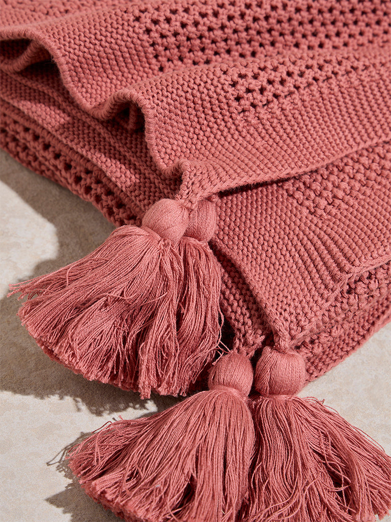 Westside Home Dusty Rose Knit-Textured Throw