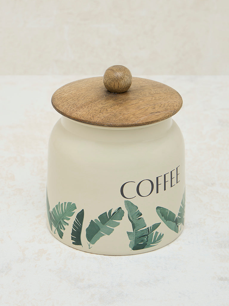 Westside Home Ivory Leaf Design Coffee Jar