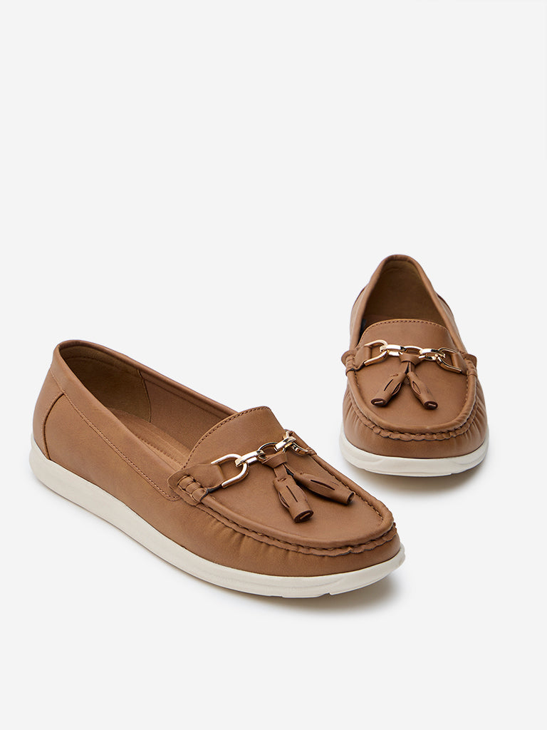 Westside LUNA BLU Women's Brown Tassel-Detailed Loafers for Casual Wear Zoomed View