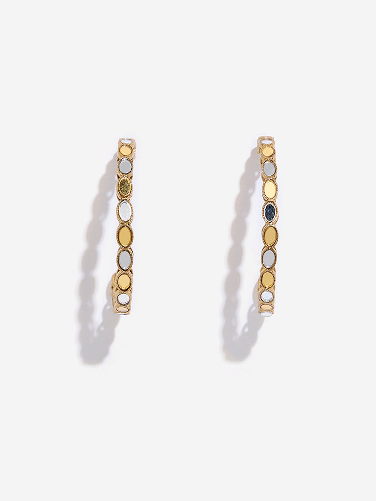 Westside Accessories Gold Mirror-Work Big Hoop Earrings