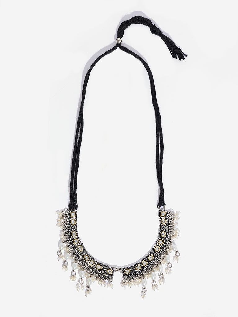 Westside Accessories Silver Oxidized Choker Necklace