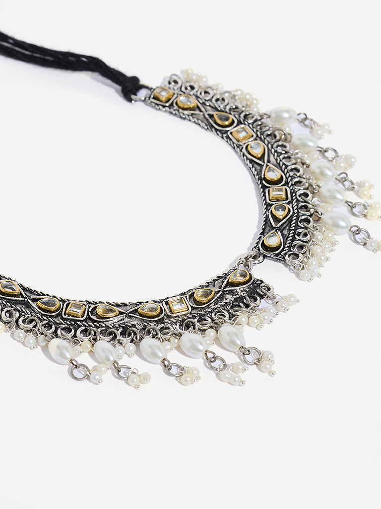 Westside Accessories Silver Oxidized Choker Necklace