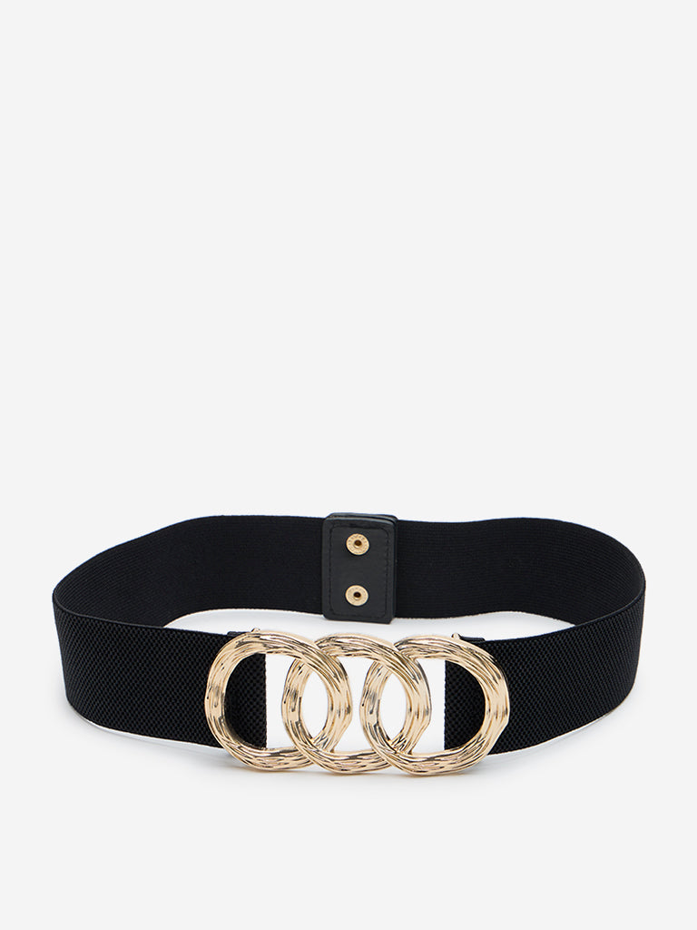 Westside Accessories Black Metal-Detailed Stretchable Belt (Large)