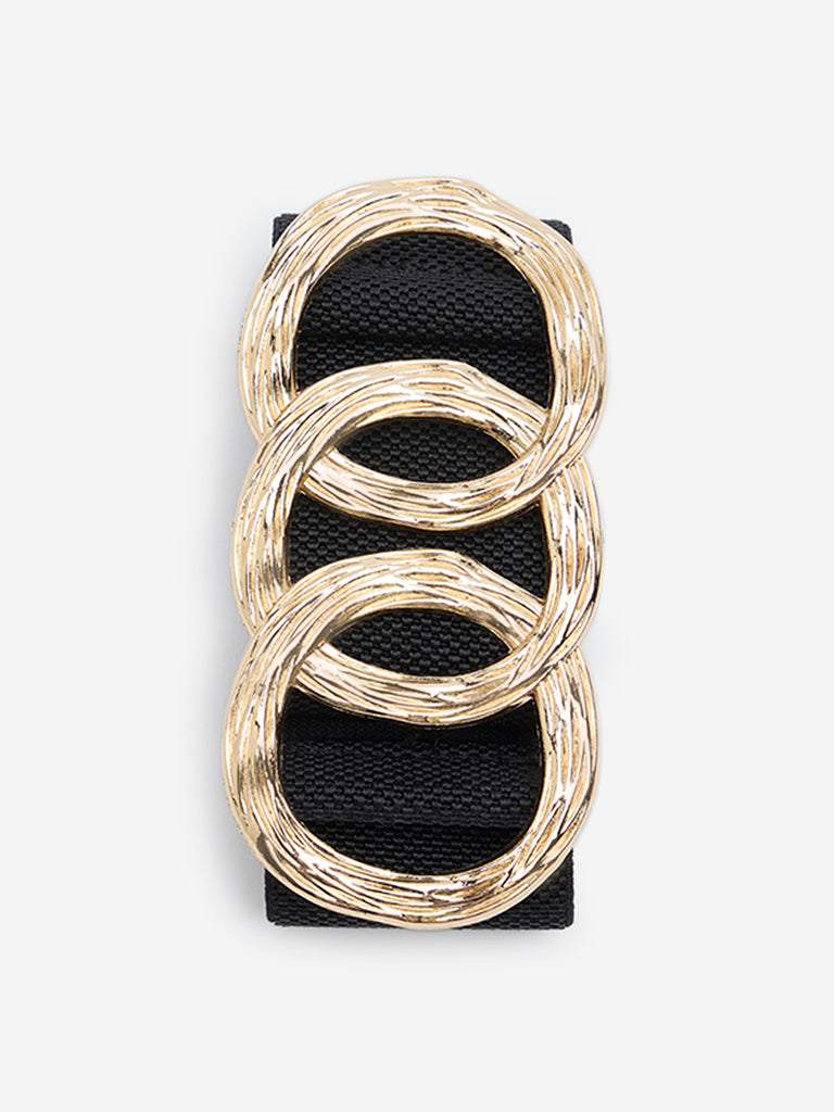 Westside Accessories Black Metal-Detailed Stretchable Belt (Large)