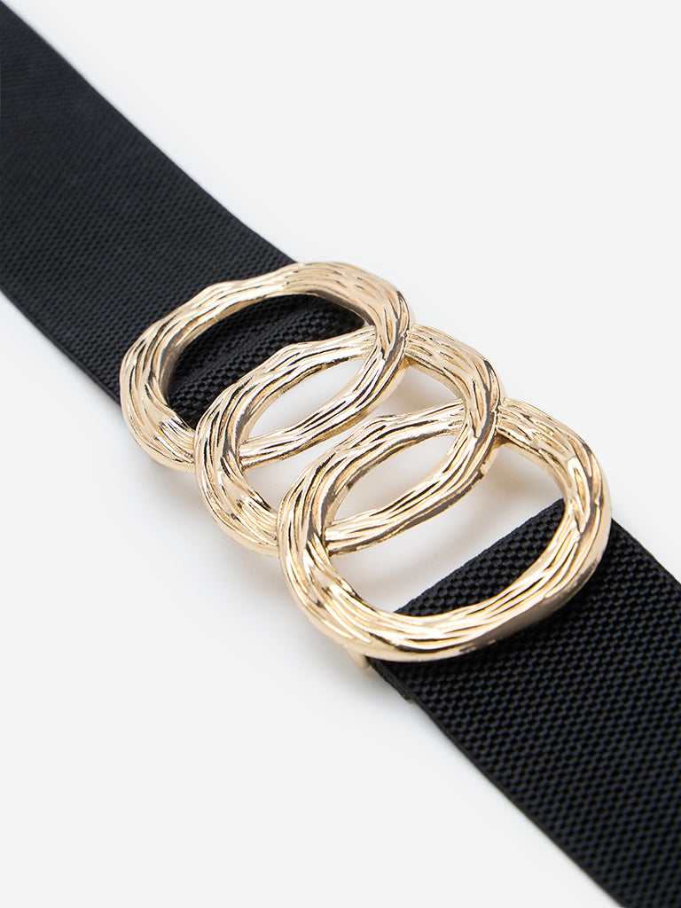 Westside Accessories Black Metal-Detailed Stretchable Belt (Large)