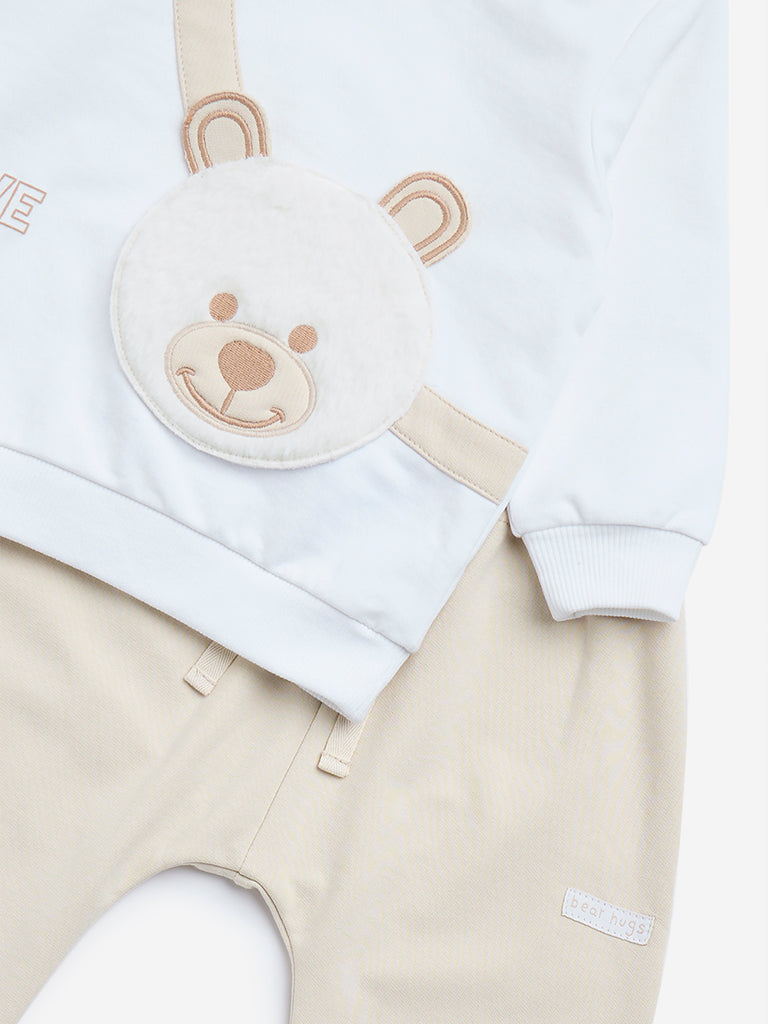 Westside HOP Baby Boy's Off-White Animal Print Sweatshirt and Joggers Set for Winter Wear Zoomed View
