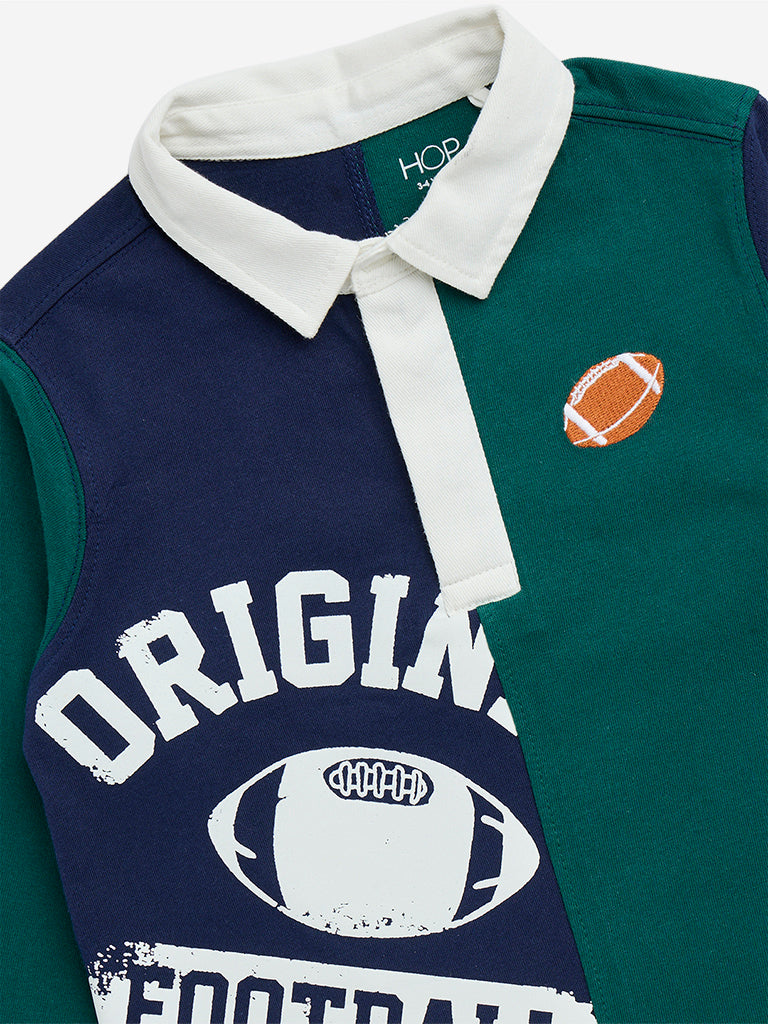 Westside HOP Kids Dark Green Text Printed Cotton T-Shirt for Casual Wear Zoomed View