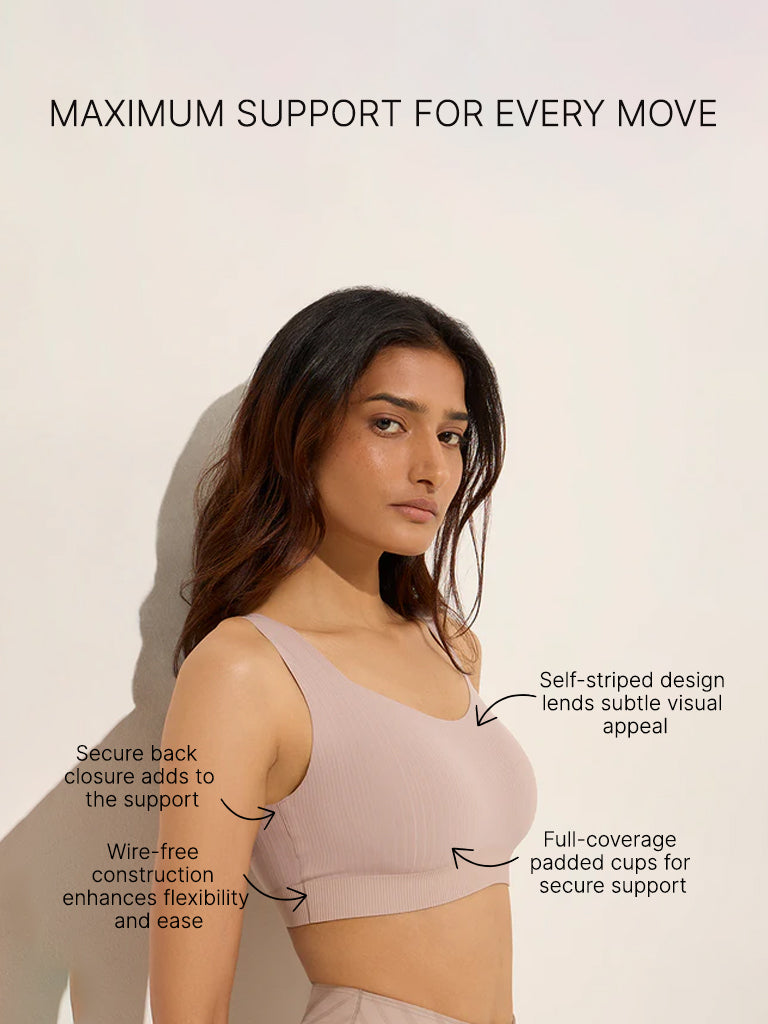 Wunderlove Mauve Padded Full Coverage Sports Bra