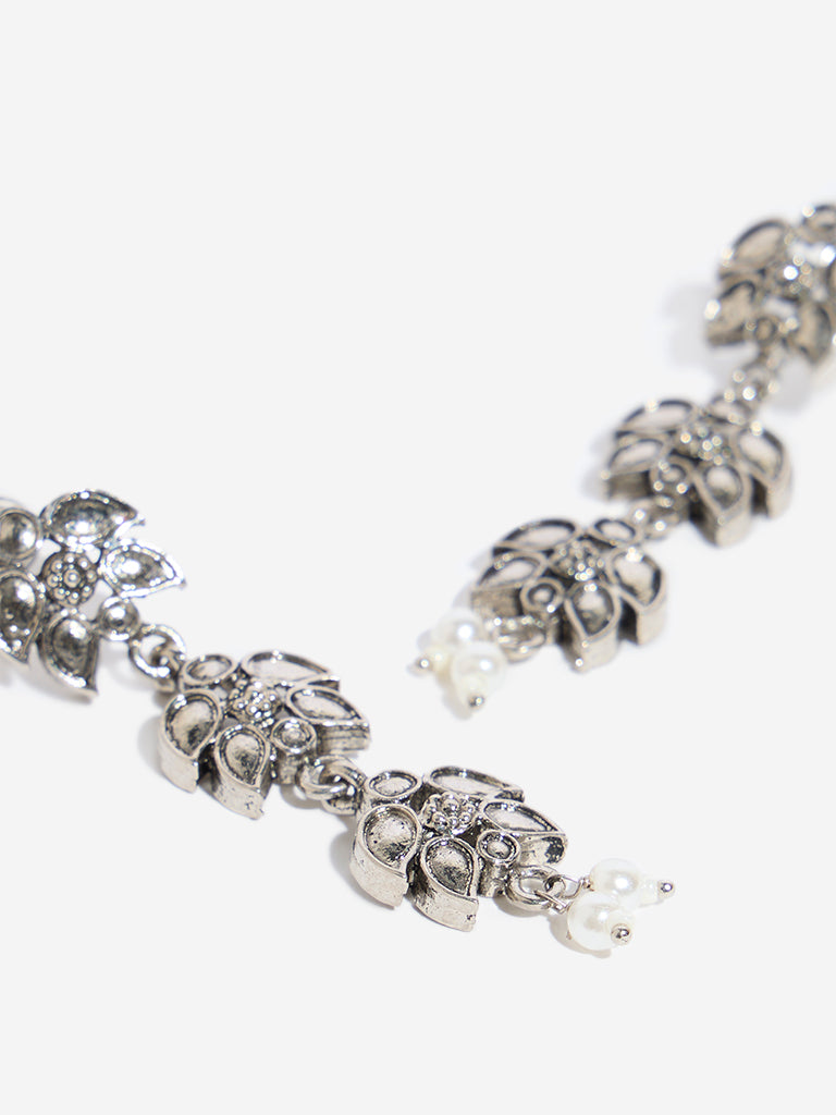 Westside Accessories Silver Floral Design Dangler Earrings