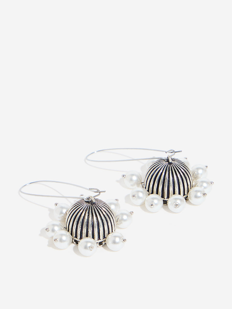 Westside Accessories Silver Pearl Embellished Jhumka Earrings