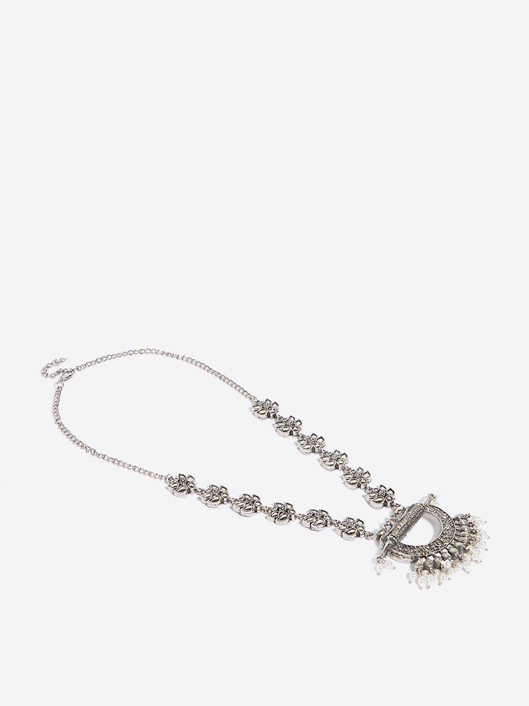 Westside Accessories Silver Floral Design Traditional Pendant Necklace