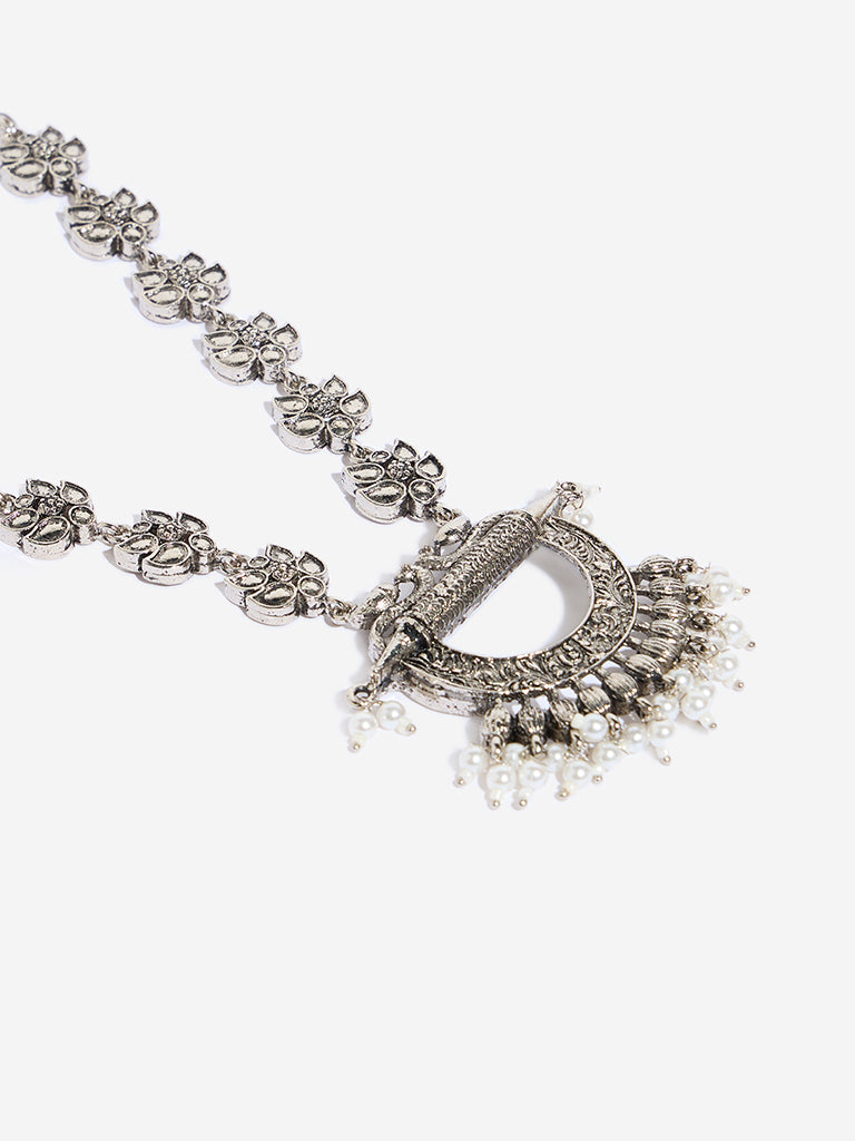 Westside Accessories Silver Floral Design Traditional Pendant Necklace