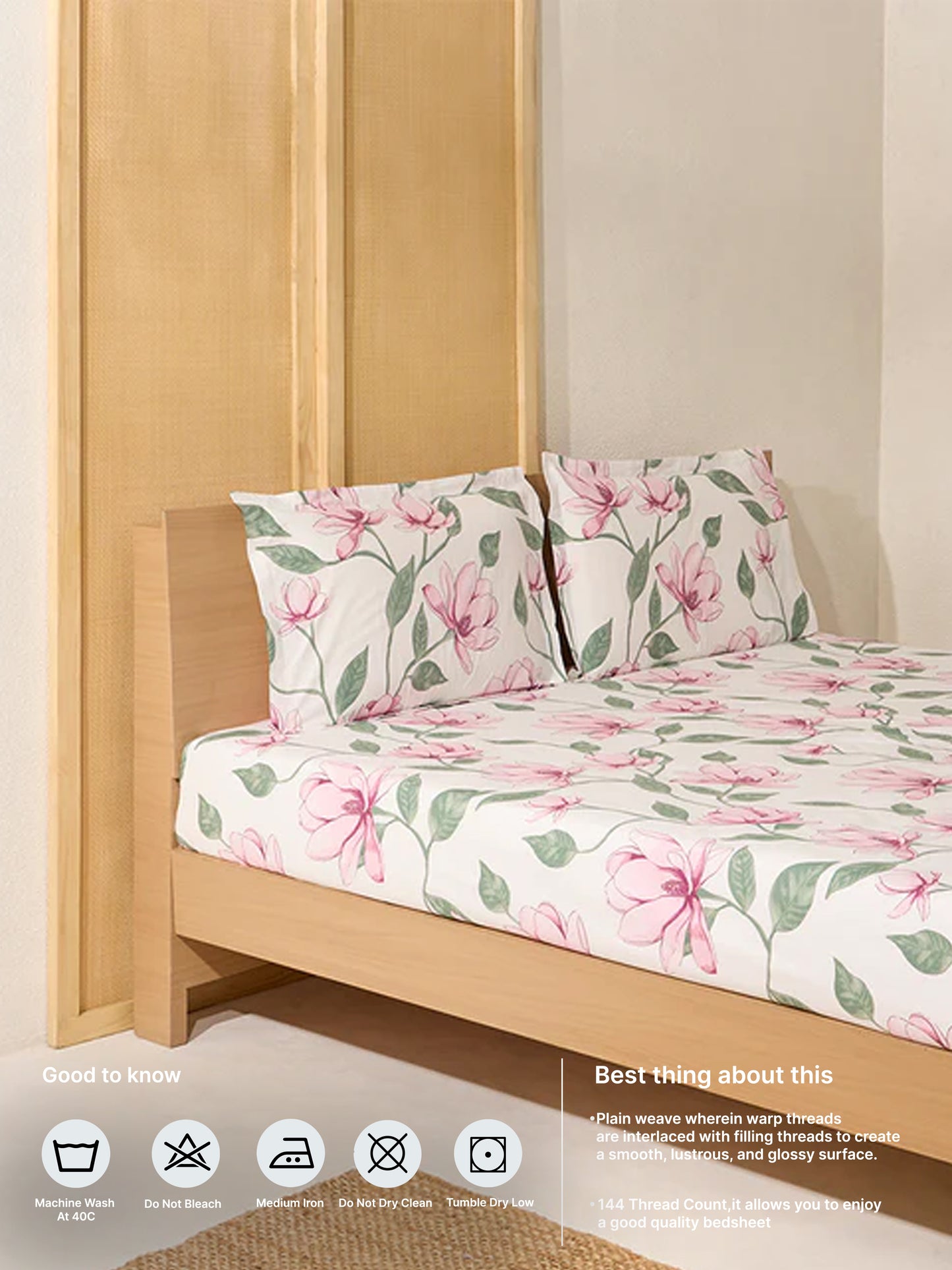 Westside Home Lilac Queen Bed Flat Sheet and Pillowcase Set