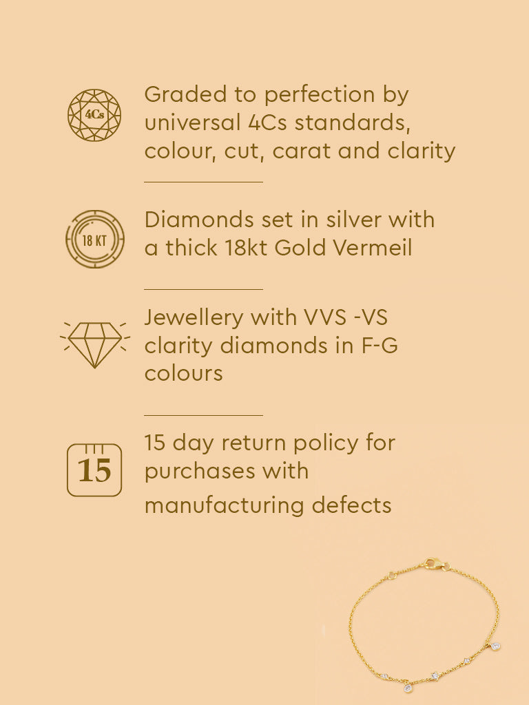 Star and Heart Lab Diamond Chain Bracelet