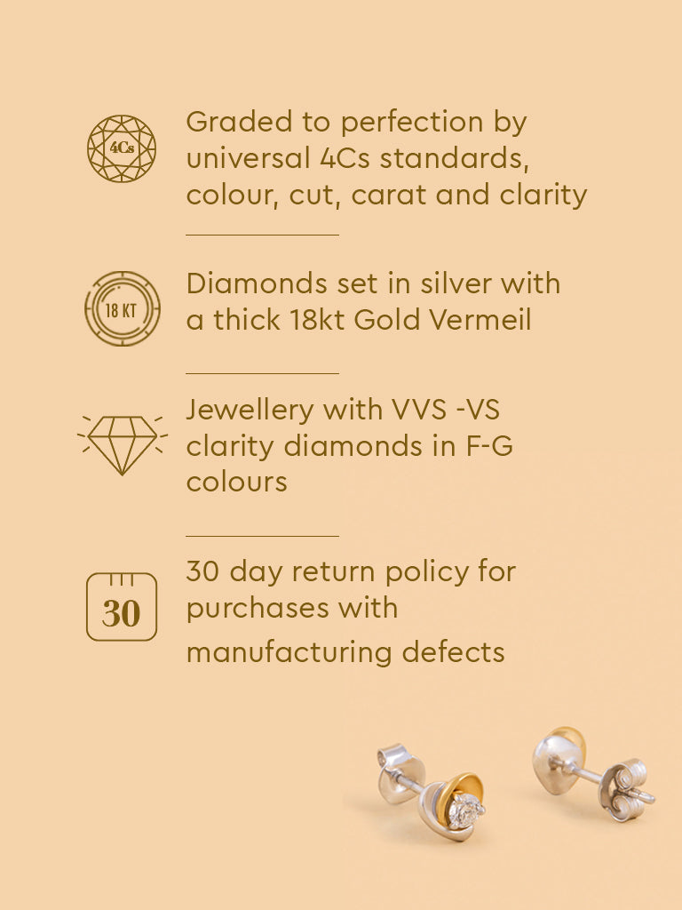 Dual Tone Heart Lab Diamond Earrings