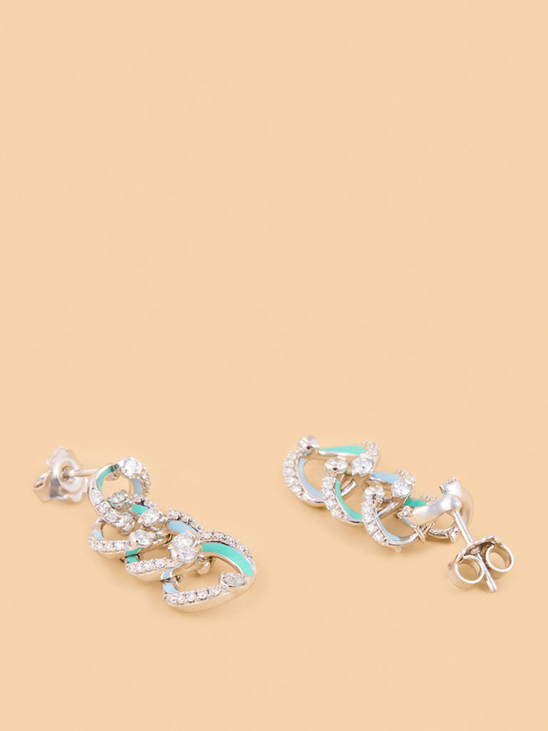 Westside X Pome Chain Swirl Dangle Earrings with Lab Diamond