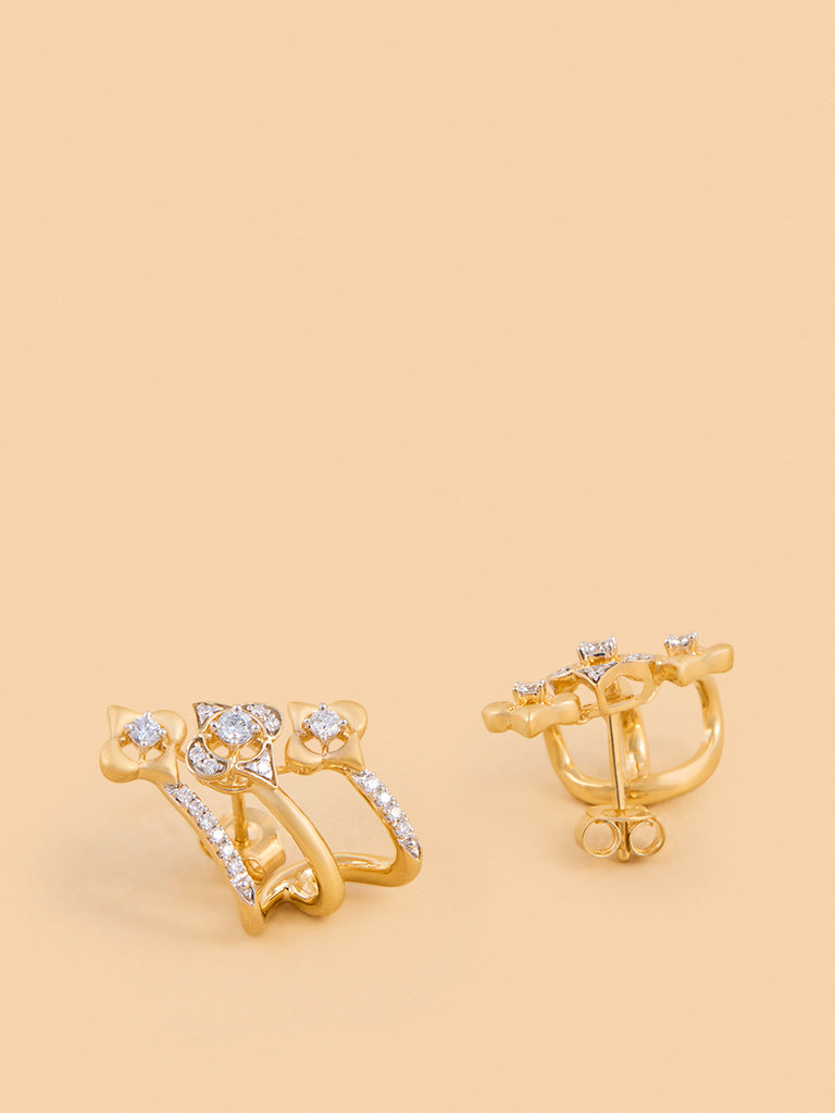 Westside X Pome Triple Floral Earrings with Lab Diamond Accents