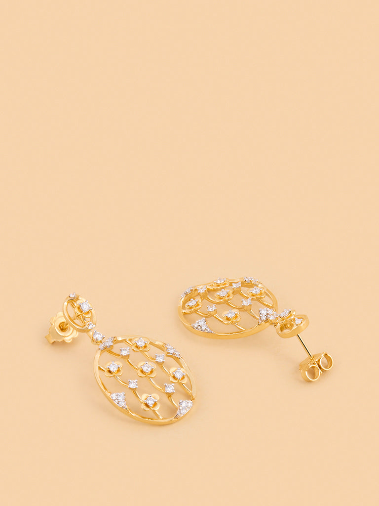 Westside X Pome Oval Lab Diamond Earrings with Floral Detailing