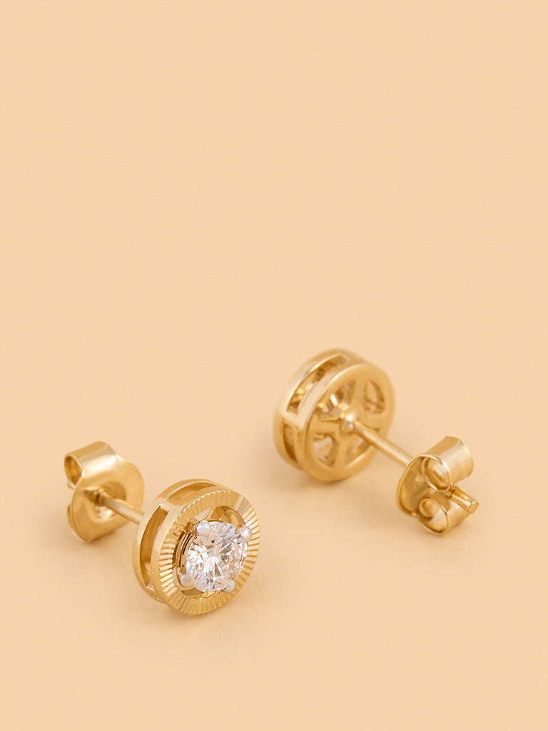 Westside X Pome Round Halo Solitaire Lab Diamond Earrings