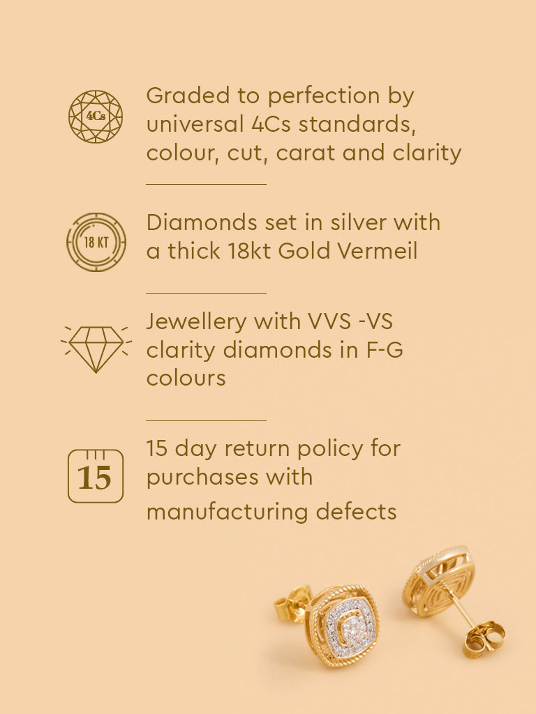 Rope Detailing in Cushion Lab Diamond Earrings