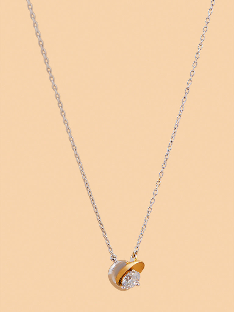 Westside X Pome Dual Tone Heart Lab Diamond Pendant Necklace