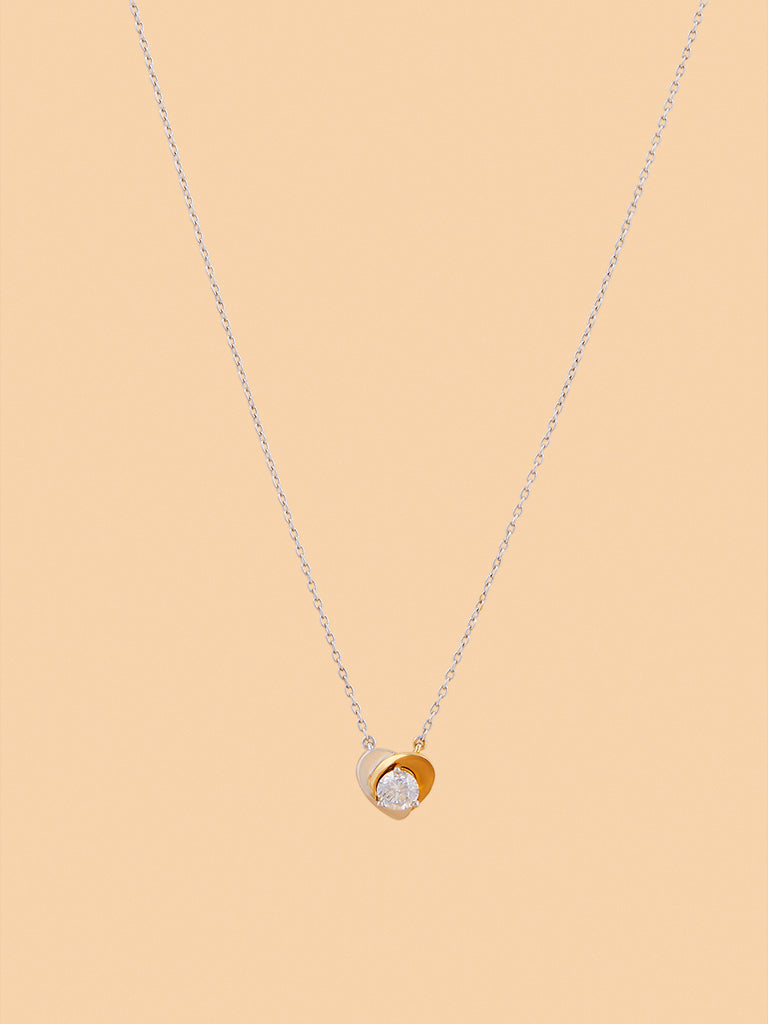 Westside X Pome Dual Tone Heart Lab Diamond Pendant Necklace