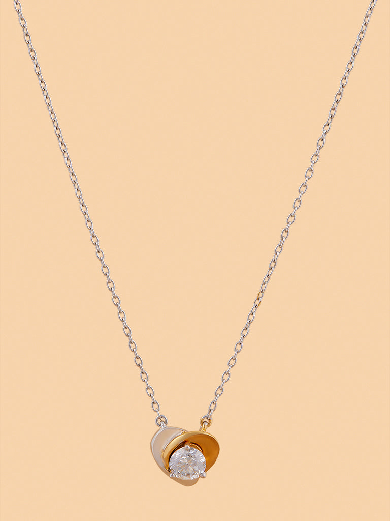 Westside X Pome Dual Tone Heart Lab Diamond Pendant Necklace