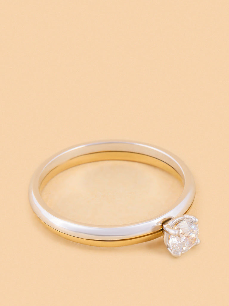 Westside X Pome Classic Dual Tone Solitaire Lab Diamond Ring