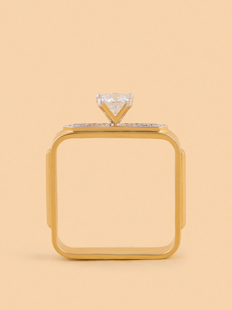 Westside X Pome Bold Square Lab Diamond Solitaire Ring - Medium