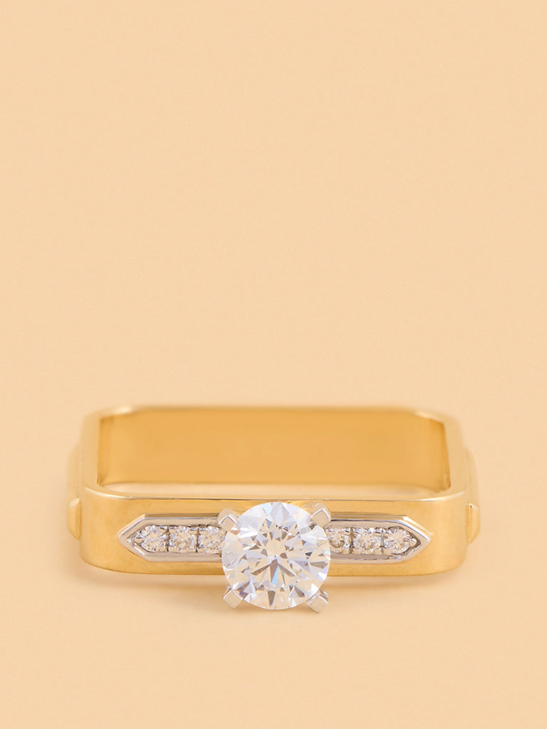 Westside X Pome Bold Square Lab Diamond Solitaire Ring - Medium