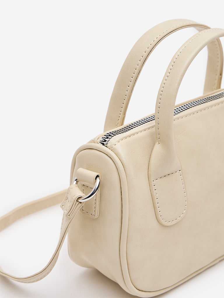 Westside Beige Textured Sling Bag