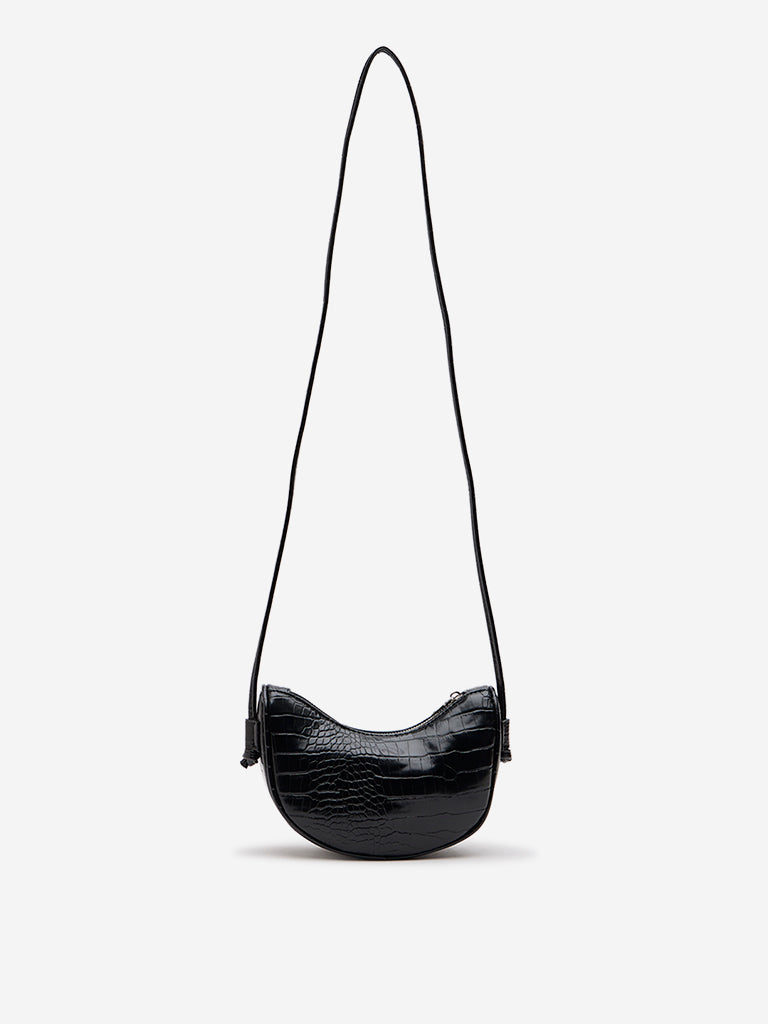 Westside Black Reptilian Design Sling Bag