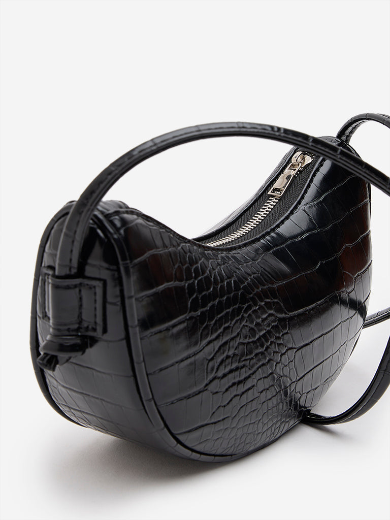 Westside Black Reptilian Design Sling Bag