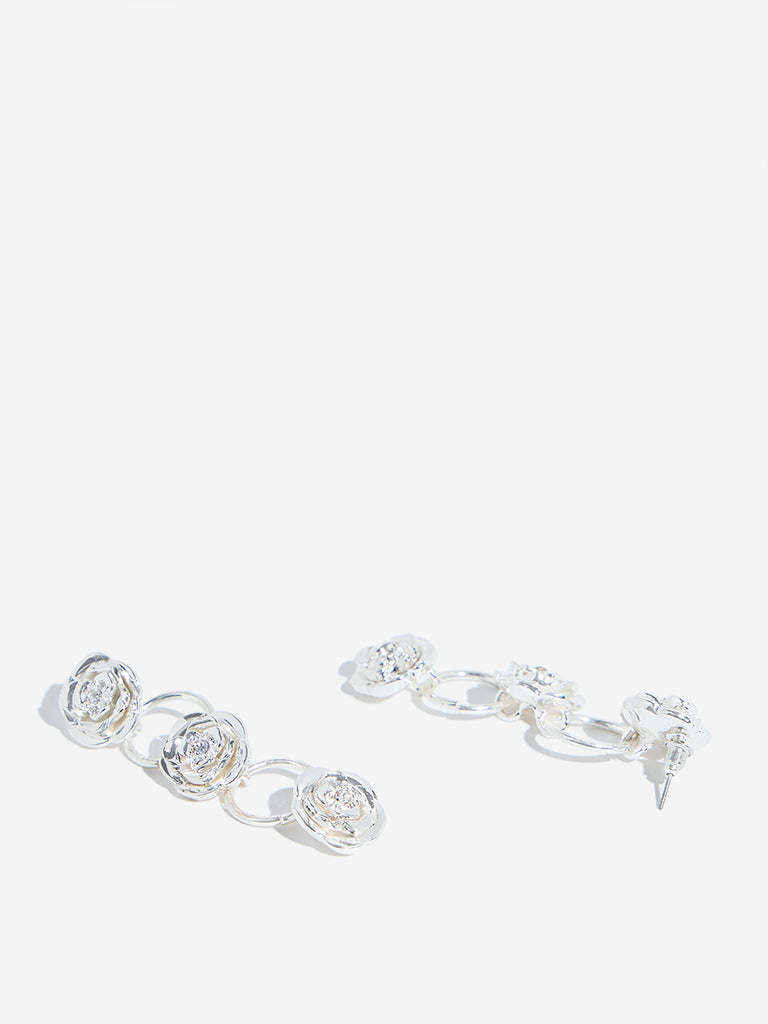 Westside Accessories Silver Multi Roses Dangler Earrings