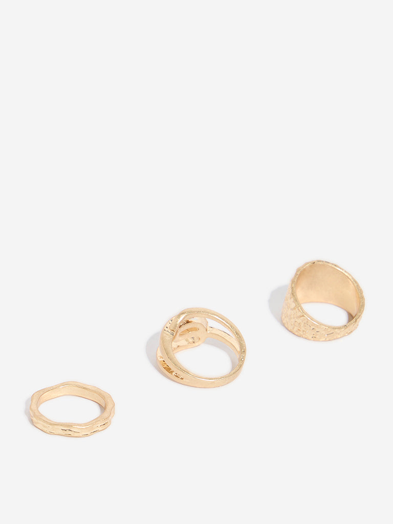 Westside Accessories Gold Pleated Rings - Pack of 3